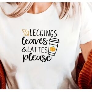 LEGGINGS LEAVES & LATTES PLEASE T-Shirt 🍂☕️